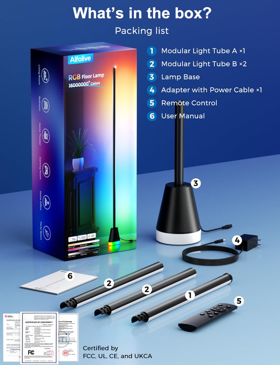 Alfolive RGB lamp — Smart LED corner lamp with music sync and remote control