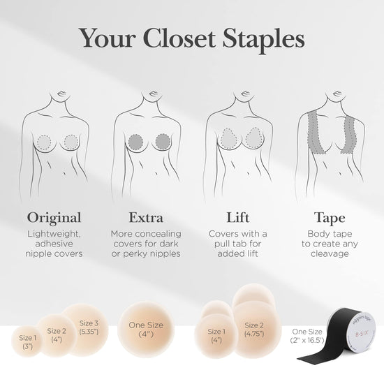 Nippies breast petals with travel case – reusable and skin-safe adhesive covers
