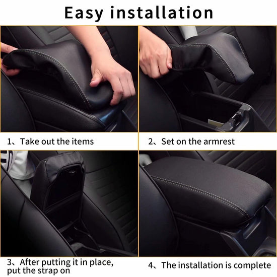 AOMSAZTO console covers — Leather black with black stitches for Mazda CX5 2017-2022