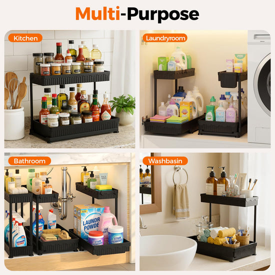 Sevenblue caddy — 3 pack multi-purpose pull-out organizers for bathroom and kitchen