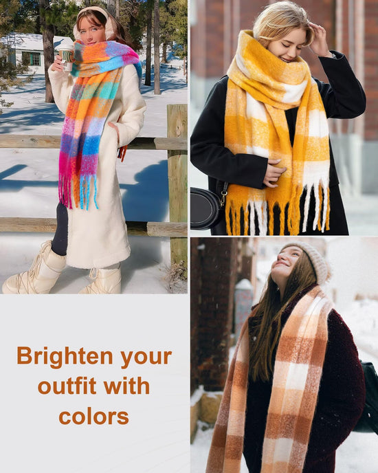 Fullgive winter scarf — colorful chunky blanket style for women
