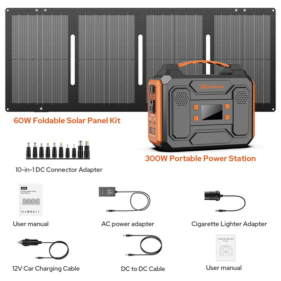 Electricity generator — 300W portable power station with 60W solar panel