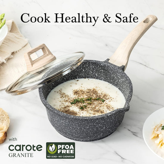 CAROTE cooking pot set — Nonstick with pour spout and induction compatible