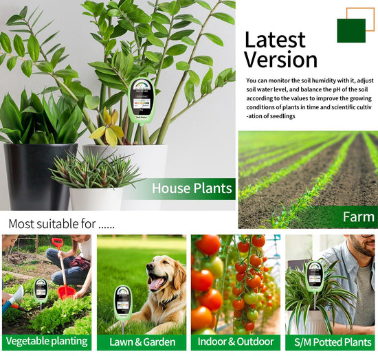 AiGerdinn soil test kit - 2-in-1 soil moisture and pH meter for indoor and outdoor use