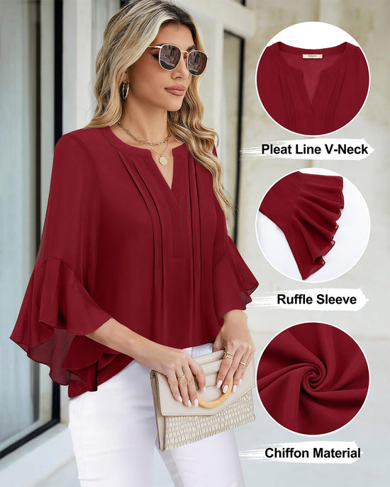 Timeson women's 3/4 sleeve dressy casual shirt - elegant design