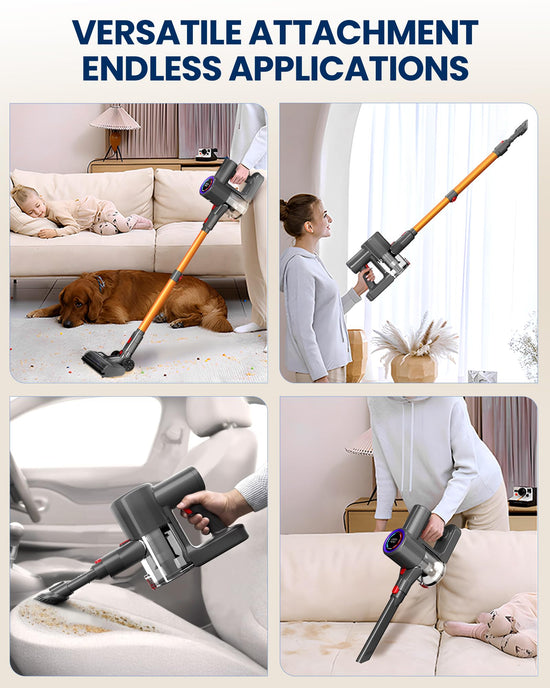 Zynet S8 cordless vacuum cleaner — lightweight design with LED display and headlights