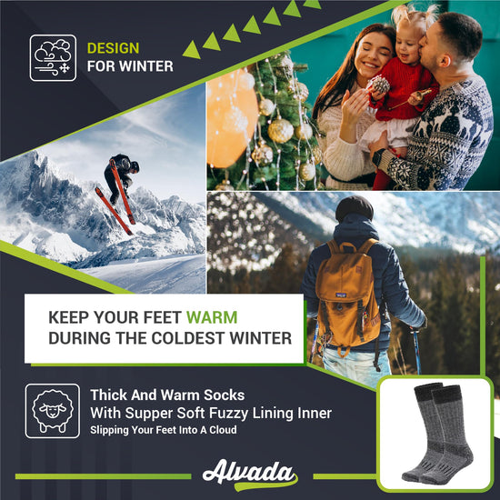 Alvada socks — Warm thermal wool for winter moisture wicking and breathable