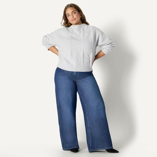 Amazon Essentials relaxed-fit cable crewneck sweater