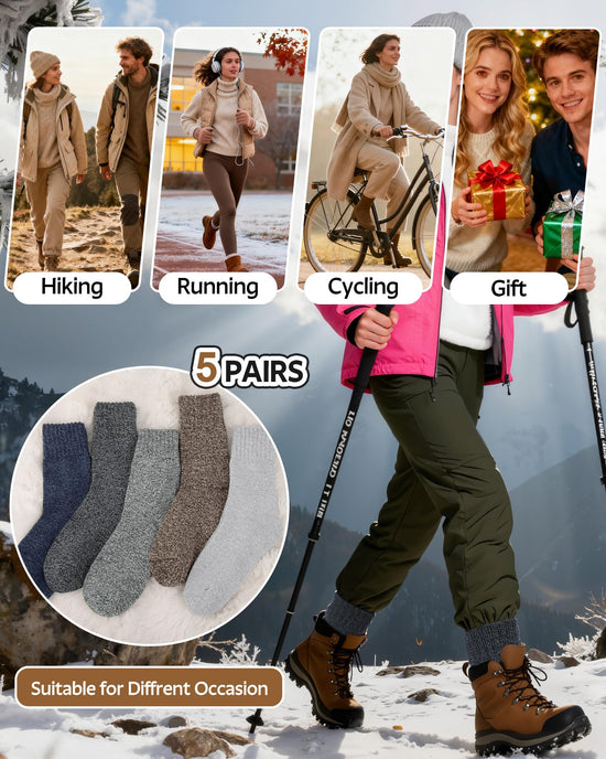 YSense womens wool socks — warm crew socks for hiking and winter wear