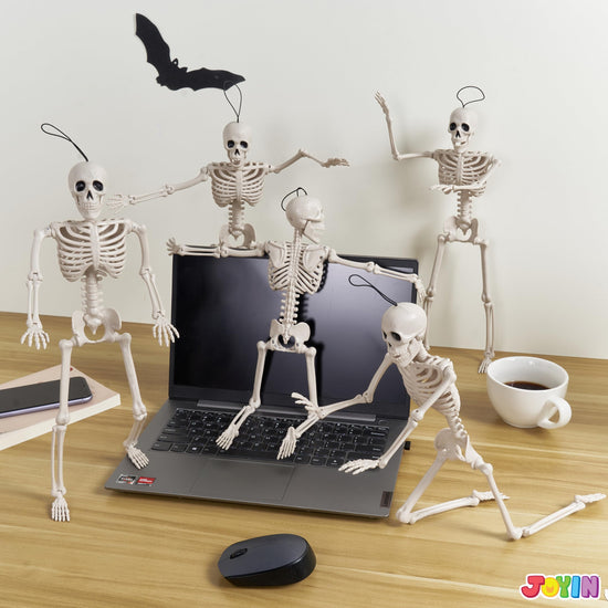 JOYIN sculpture — posable Halloween skeleton decor, 16 inches, 5 pieces set