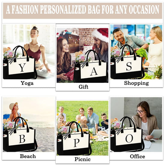 Yoolife tote bag — Monogrammed initial design for women and moms