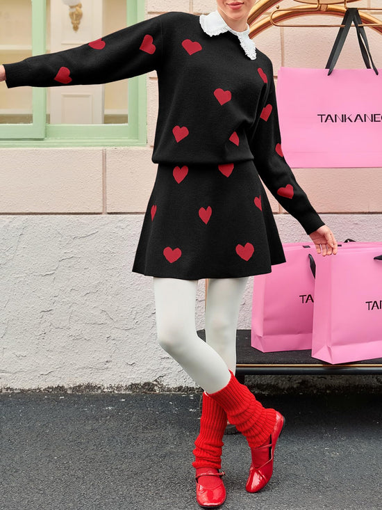 Coordinated outfit — Tankaneo women's 2 piece sweater and pleated mini skirt set