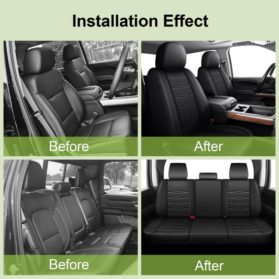 AOMSAZTO truck seat covers - waterproof faux leather for Chevrolet Silverado 2007-2026