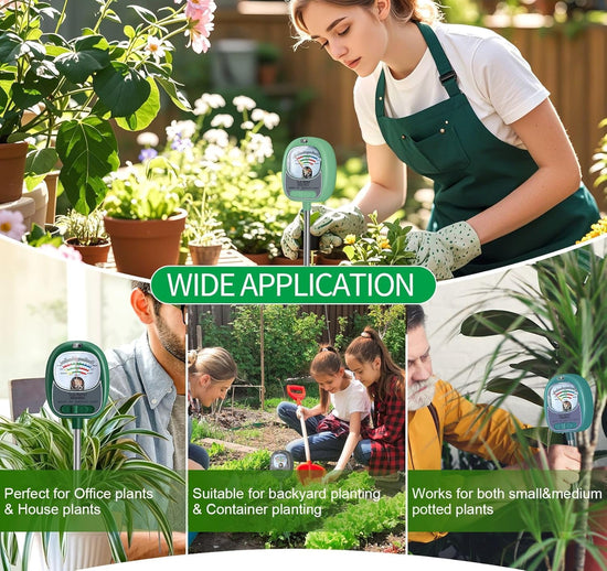 AiGerdinn soil moisture meter - 4-in-1 soil tester for plants and garden use.