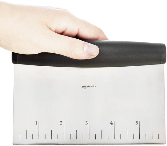 Amazon Basics kitchen knife — stainless steel multi-purpose bench scraper with grip
