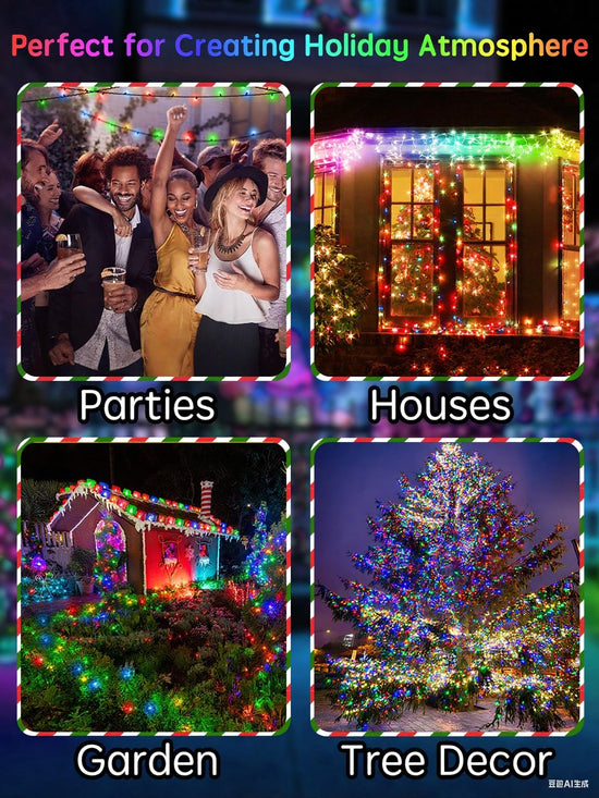 Acan string lights — 100FT warm white LED outdoor lights with 8 modes