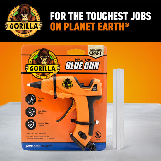 Gorilla hot glue gun — Dual temp with precision nozzle and easy squeeze trigger