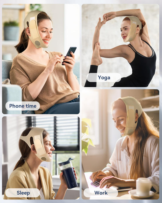 Reusable V Line Silicone Face Strap, Soft Silicone Chin Strap for Women 23-27 Inches yellow