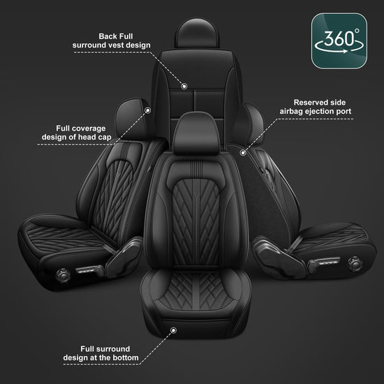 AOMSAZTO vehicle seat cover - leather fit for Jeep Gladiator 2020-2025 black breather