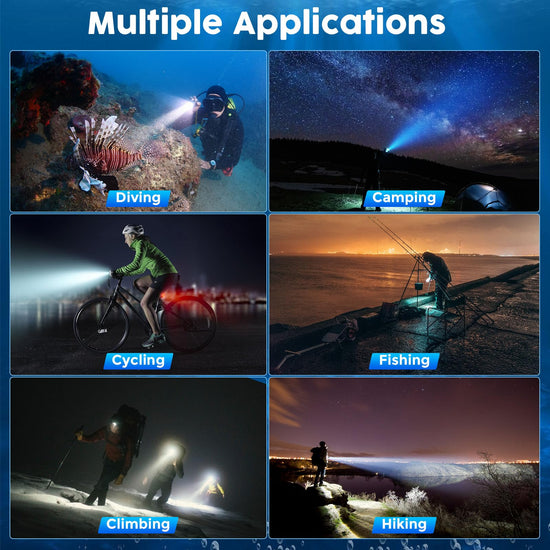 BlueFire rechargeable diving flashlight — 1500 lumen underwater light with 3 modes