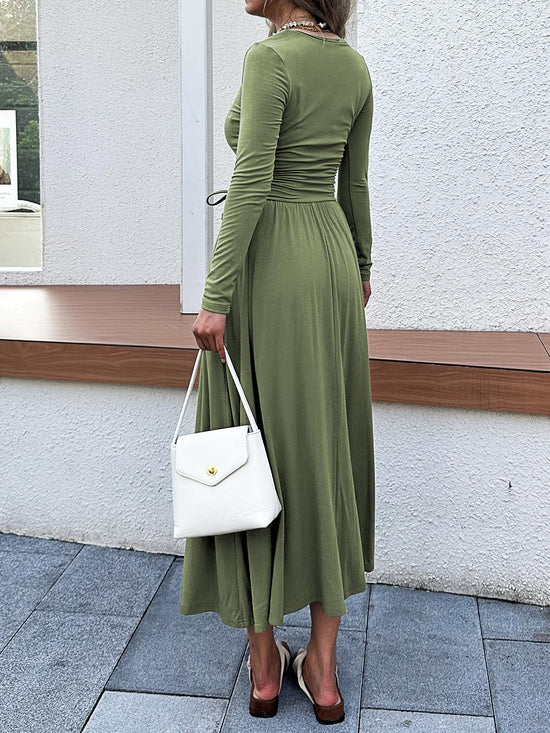 Mieazom women's maxi dress with square neck and adjustable waist tie