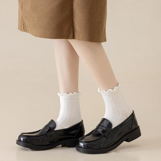 Mcool Mary crew socks — ruffle cotton ankle socks, 6 pack