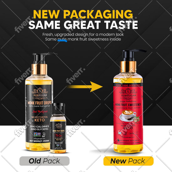 SubSugar monk fruit drops — Pure liquid sweetener, zero calorie, sugar-free, non-GMO, kosher