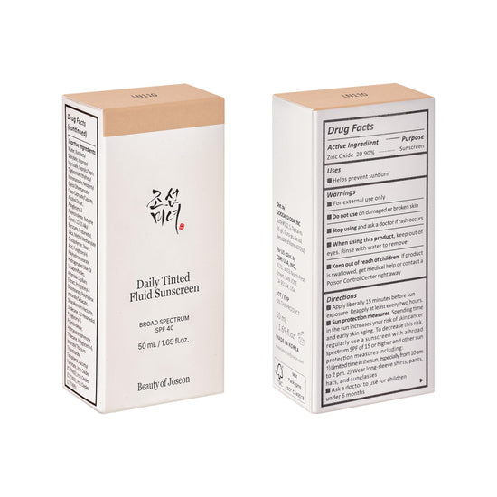 Beauty of Joseon tinted fluid sunscreen with SPF 40 for face, 50ml. 1.69 fl. oz.