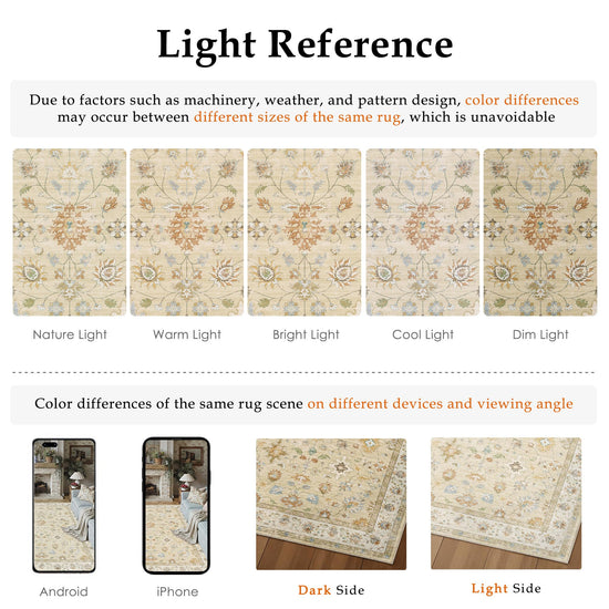 HUGEAR rug — washable vintage distressed design for living spaces and playrooms