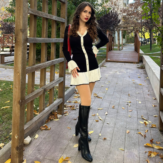 Knee high boots — Chunky heel with rounded toe design