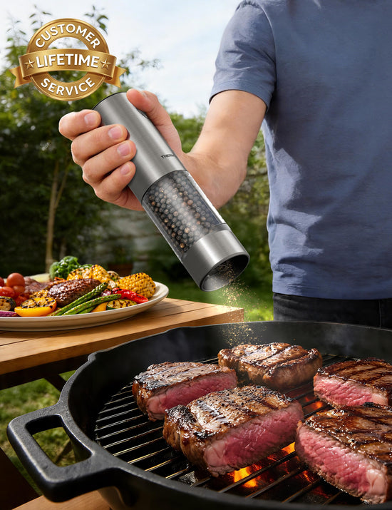 Seasoning mill — Rechargeable electric grinder with adjustable coarseness and LED