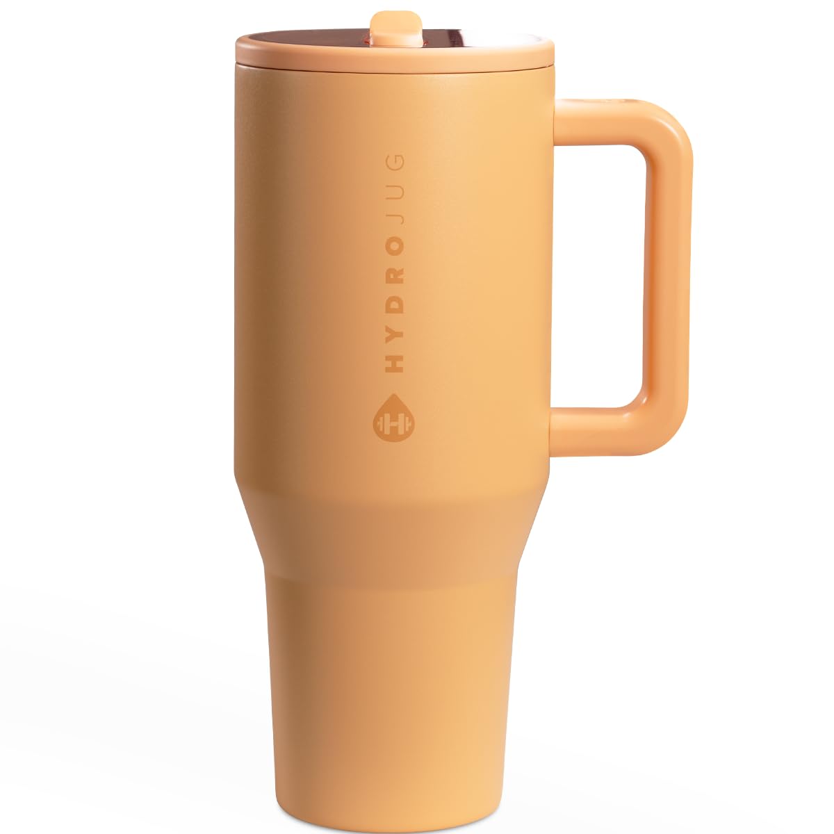 HydroJug Traveler water bottle — 40 oz with handle and flip straw, leak resistant, marigold