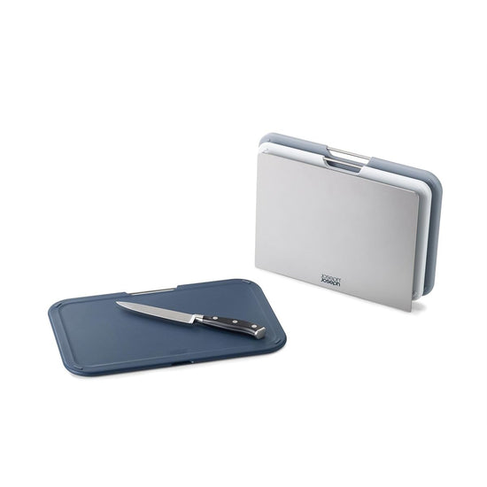 Joseph Joseph cutting board set with storage stand - grey