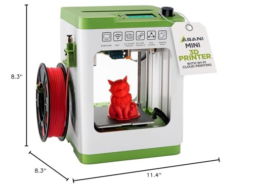 Fully Assembled Mini 3D Printer for Kids and Beginners - Complete Starter Kit with Auto Leveling 3D Printing Machine, 10M PLA Filament, and SD Card - WiFi 3D Home Printer for MAC Windows Linux (Green)