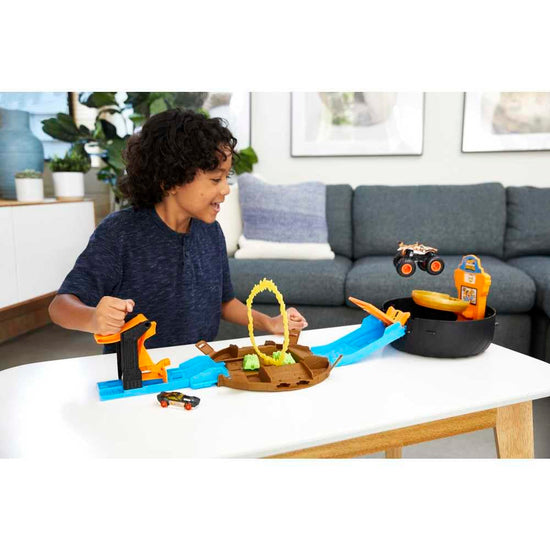 Toy vehicle set — Hot Wheels monster trucks stunt tire playset