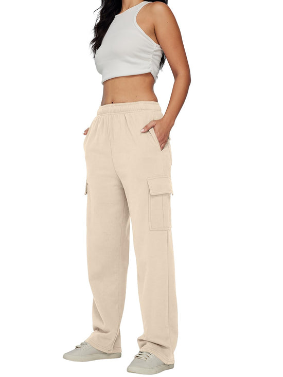 AUTOMET women's cargo sweatpants - Baggy fleece high waisted joggers