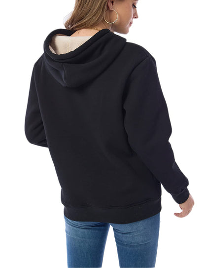 Sweatshirt — Fleece sherpa lined pullover hoodie for women by Haellun