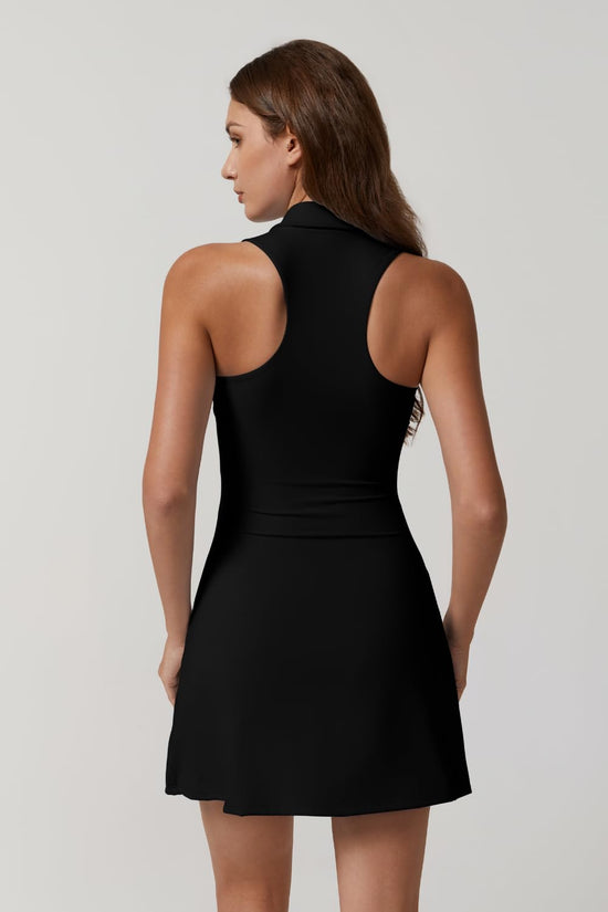 QINSEN dress with zip front and built-in shorts and pockets for golf and tennis