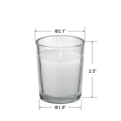 flamecan 24 Pack Clear Glass Filled White Votive Candles. Unscented Votive Candles for Home Décor Spa Weddings Birthdays Holidays Party