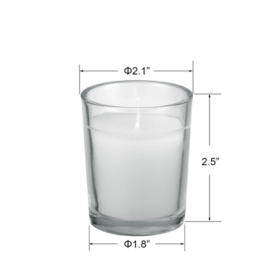 flamecan 24 Pack Clear Glass Filled White Votive Candles. Unscented Votive Candles for Home Décor Spa Weddings Birthdays Holidays Party