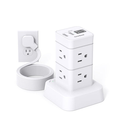 Surge protector power strip tower - 12 outlets with 4 USB ports and 6ft cord