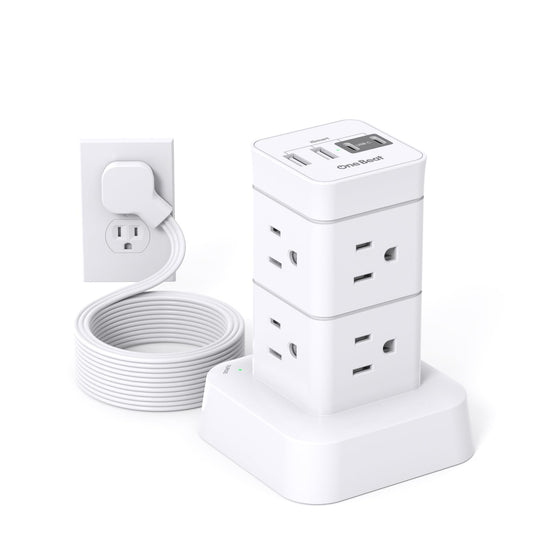 Surge protector power strip tower - 12 outlets with 4 USB ports and 6ft cord
