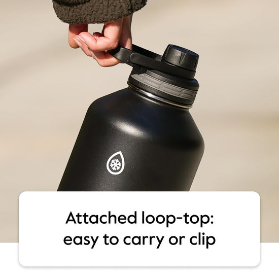 ThermoFlask thermos — double wall vacuum insulated stainless steel design with spout and straw lids
