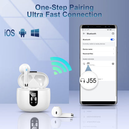 Wireless earbuds — Bluetooth 5.4 with noise cancelling mics and 40H battery life