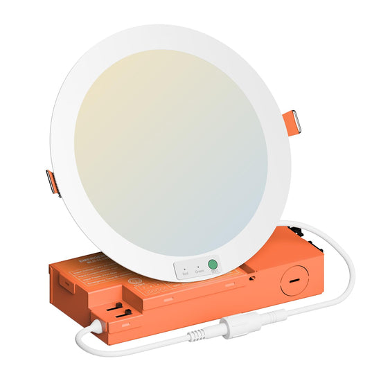 dephen 6 Inch LED Emergency Recessed Light with 90 Min Battery Backup, 5CCT 2700-5000K Ultra-Thin Round Downlight, 9W/12W/15W Tunable Commercial Ceiling Lighting