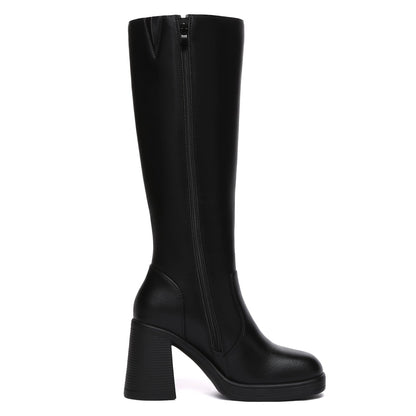 Athlefit knee high boots — platform tall chunky heeled design