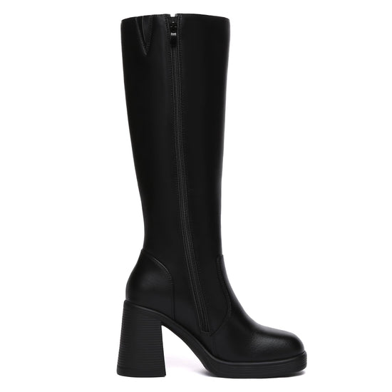 Athlefit knee high boots — platform tall chunky heeled design