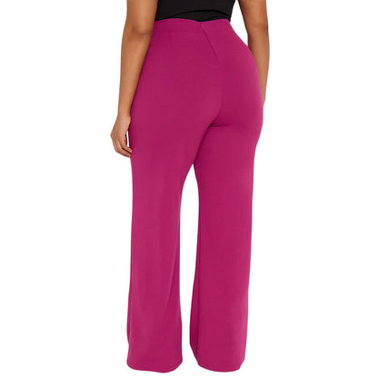 Charyeah Wide Leg Work Pants for Womens High Waisted Pants Business Office Trousers Straight Leg Pants for Curvy Bottom (US, Alpha, Small, Regular, Regular, Rose Red)
