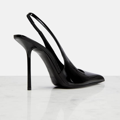 Shoes — Women's pointed toe stiletto slingback pumps in patent leather