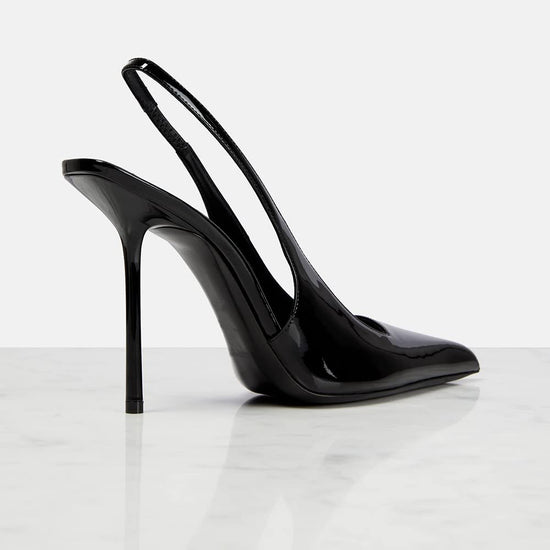 Shoes — Women's pointed toe stiletto slingback pumps in patent leather